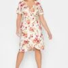 YOURS PETITE Curve White Floral Wrap Midi Dress