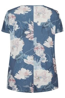 YOURS Curve Dark Blue Floral Print T-Shirt -Saga Dresses Shop 163613a8 c088 4e 302109 Y