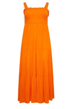 YOURS Curve Orange Shirred Strappy Sundress -Saga Dresses Shop 164db901 f4a4 41 137431 X