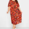 LIMITED COLLECTION Curve Red Leopard Print Smock Midaxi Dress