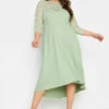 YOURS LONDON Curve Sage Green Lace Sweetheart Midi Dress