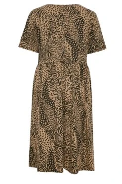 YOURS Curve Brown Mixed Animal Print Midi Smock Dress 11 YOURS Curve Brown Mixed Animal Print Midi Smock Dress -Saga Dresses Shop 171b52e6 b54d 4f 137561 Y