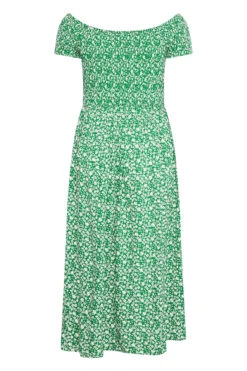 YOURS Curve Green Floral Shirred Bardot Maxi Dress 11 YOURS Curve Green Floral Shirred Bardot Maxi Dress -Saga Dresses Shop 17788327 6164 49 137099 Y