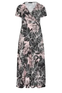 YOURS Curve Black & Pink Leaf Print V-Neck Midaxi Dress 10 YOURS Curve Black & Pink Leaf Print V-Neck Midaxi Dress -Saga Dresses Shop 17f2566d 158e 49 302226 X