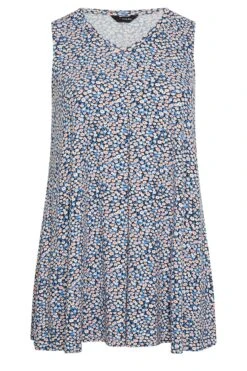 YOURS 2 PACK Curve Pink & Blue Ditsy Print Swing Vest Tops -Saga Dresses Shop 181653f0 13b3 43 320796 X