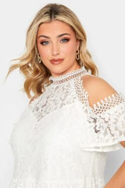 YOURS LONDON Curve White Cold Shoulder Lace Top -Saga Dresses Shop 18c3d872 374b 4e 162025 D