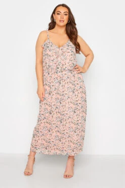 YOURS LONDON Curve Pink Floral Print Ruffle Maxi Dress