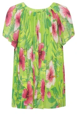 YOURS Curve Green Floral Double Layer Mesh Top -Saga Dresses Shop 192a836c 3941 40 300963 Y