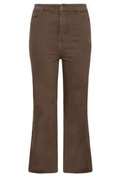 YOURS Curve Brown Stretch Wide Leg Jeans -Saga Dresses Shop 192d92d1 aa13 4c 143025 XR