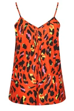 LIMITED COLLECTION Curve Red Leopard Print Strappy Cami Top -Saga Dresses Shop 1930010c 08c4 4f 215737 Y