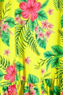 YOURS Curve Bright Yellow Tropical Print Frill Hem Cami Top -Saga Dresses Shop 194d7399 2c63 4b 300715 Z