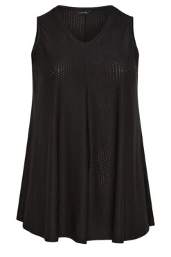 YOURS Curve Black Pointelle Vest Top -Saga Dresses Shop 19c99098 0ff9 4a 301844 X