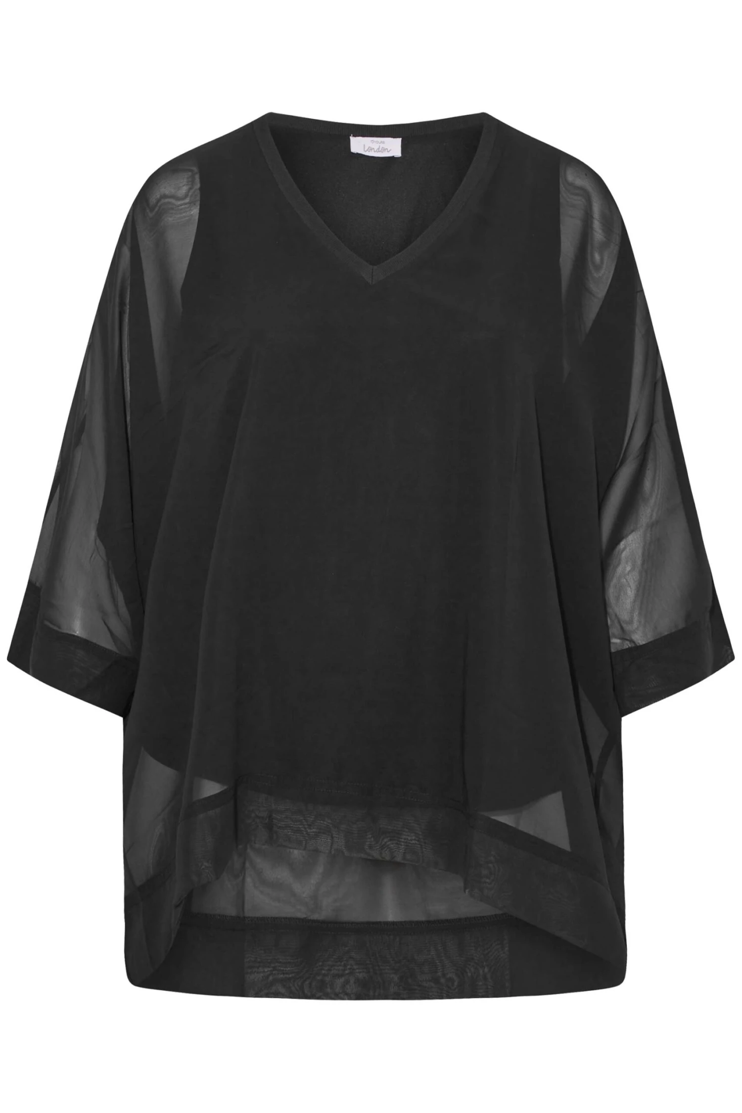 YOURS LONDON Curve Black Chiffon Cape Blouse 5 YOURS LONDON Curve Black Chiffon Cape Blouse - Image 5