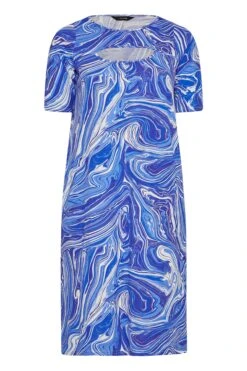 YOURS Curve Blue Marble Print Cut Out T-Shirt Dress -Saga Dresses Shop 1a5c9cd2 ddb7 44 137209 X