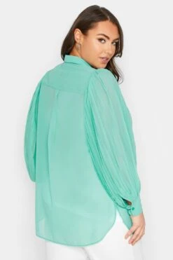 YOURS LONDON Curve Turquoise Blue Pleat Sleeve Shirt 8 YOURS LONDON Curve Turquoise Blue Pleat Sleeve Shirt -Saga Dresses Shop 1a71dc2f 6848 43 162008 C