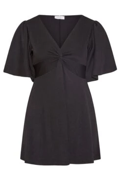YOURS LONDON Curve Black Angel Sleeve Knot Front Top -Saga Dresses Shop 1a7c6ac2 cf0b 46 162221 X