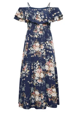 YOURS LONDON Curve Navy Blue Floral Ruffle Bardot Maxi Dress 10 YOURS LONDON Curve Navy Blue Floral Ruffle Bardot Maxi Dress -Saga Dresses Shop 1ac9f4a0 c564 46 161955 X