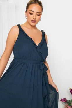 YOURS LONDON Curve Navy Blue Ruffle Wrap Dress -Saga Dresses Shop 1b40a9fd d059 4e 161886 D