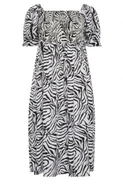 YOURS Curve Black & White Zebra Print Shirred Midaxi Dress -Saga Dresses Shop 1b52d2a1 29e8 4c 137478 X