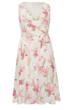 YOURS LONDON Curve White Floral Print Double Ruffle Wrap Dress 10 YOURS LONDON Curve White Floral Print Double Ruffle Wrap Dress -Saga Dresses Shop 1b6dcb2b 0f72 43 162052 X