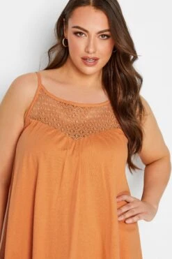 YOURS Curve Orange Crochet Vest Top -Saga Dresses Shop 1bc92c4a addb 4b 320825 D