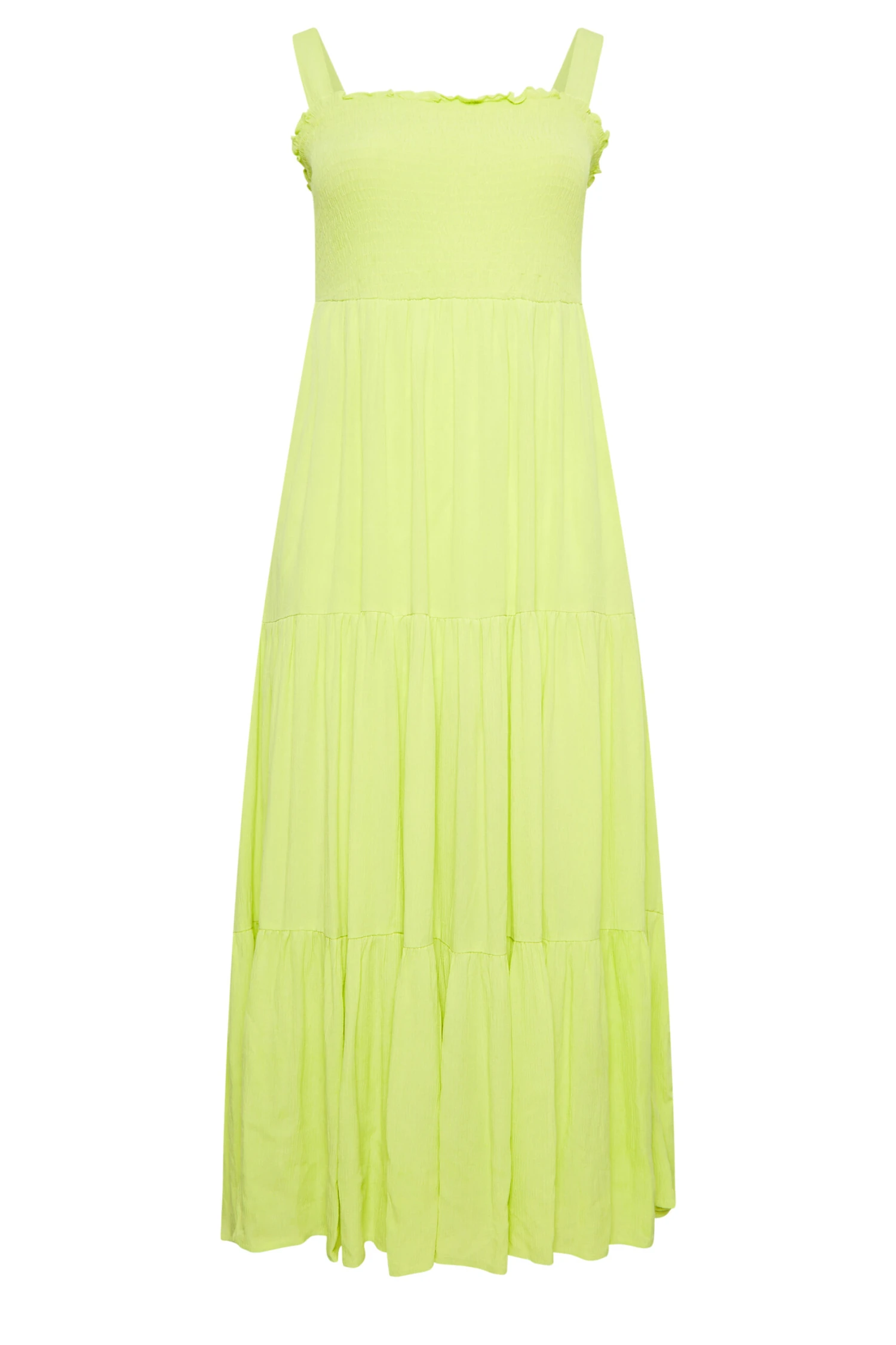 YOURS Curve Lime Green Shirred Strappy Sundress 5 YOURS Curve Lime Green Shirred Strappy Sundress - Image 5