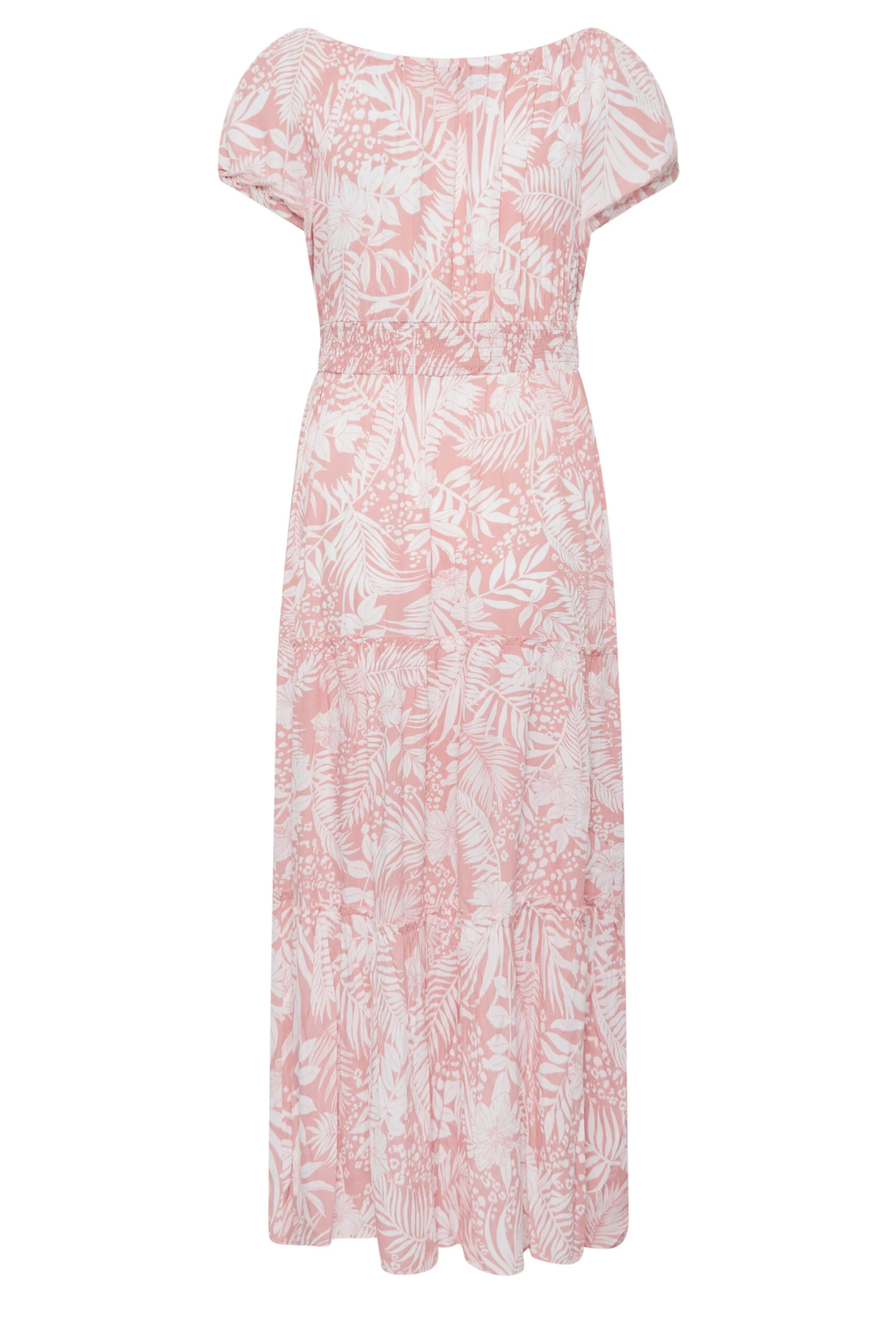 YOURS Curve Pink Tropical Print Bardot Maxi Dress 6 YOURS Curve Pink Tropical Print Bardot Maxi Dress - Image 6