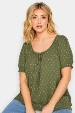YOURS Curve Khaki Green Gypsy Dobby Top -Saga Dresses Shop 1c3b677c 0ce2 4f 174282 D