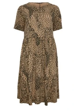 YOURS Curve Brown Mixed Animal Print Midi Smock Dress 10 YOURS Curve Brown Mixed Animal Print Midi Smock Dress -Saga Dresses Shop 1c4590dd 0596 43 137561 X