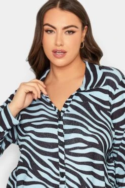 YOURS Curve Blue & Black Zebra Print Shirt -Saga Dresses Shop 1c5080c3 7396 41 301922 D