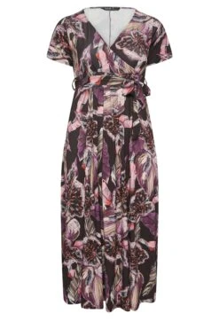 YOURS Curve Black Leaf Print Wrap Dress 10 YOURS Curve Black Leaf Print Wrap Dress -Saga Dresses Shop 1ca57b6f 6a12 40 301989 X