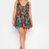 YOURS Curve Green Tropical Floral Print Swim Dress