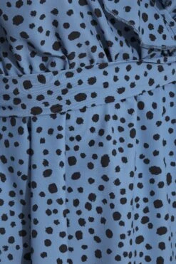 YOURS LONDON Curve Blue Dalmatian Ruffle Wrap Top -Saga Dresses Shop 1e0b2cf6 3d71 46 161499 Z