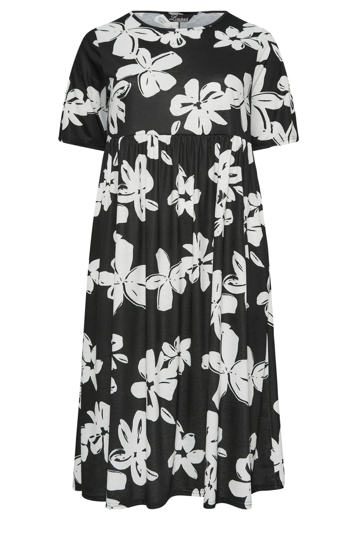 LIMITED COLLECTION Curve Black Floral Print Midaxi Smock Dress 5 LIMITED COLLECTION Curve Black Floral Print Midaxi Smock Dress - Image 5