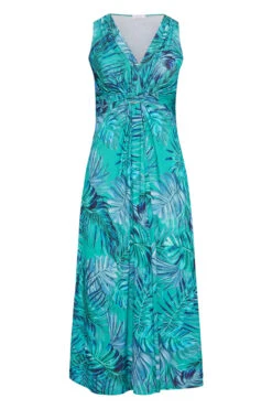 YOURS LONDON Curve Blue Tropical Print Knot Front Maxi Dress -Saga Dresses Shop 1f4206b8 7e44 41 161331 X