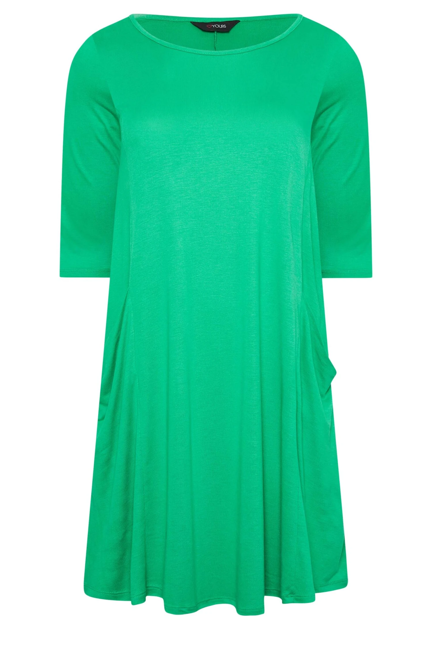 YOURS Curve Green Drape Pocket Dress 5 YOURS Curve Green Drape Pocket Dress - Image 5