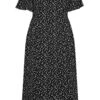 YOURS Curve Black Polka Dot Print Tea Dress