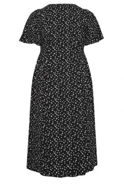 YOURS Curve Black Polka Dot Print Tea Dress
