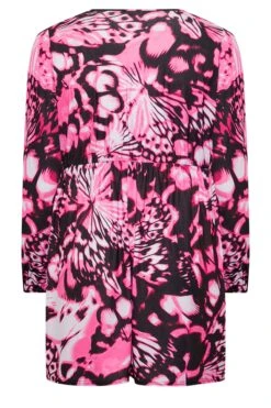 LIMITED COLLECTION Curve Black Butterfly Print Wrap Top -Saga Dresses Shop 204cdde1 add5 4e 215393 Y