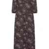 YOURS PETITE Curve Black & Pink Ditsy Print Midaxi Dress
