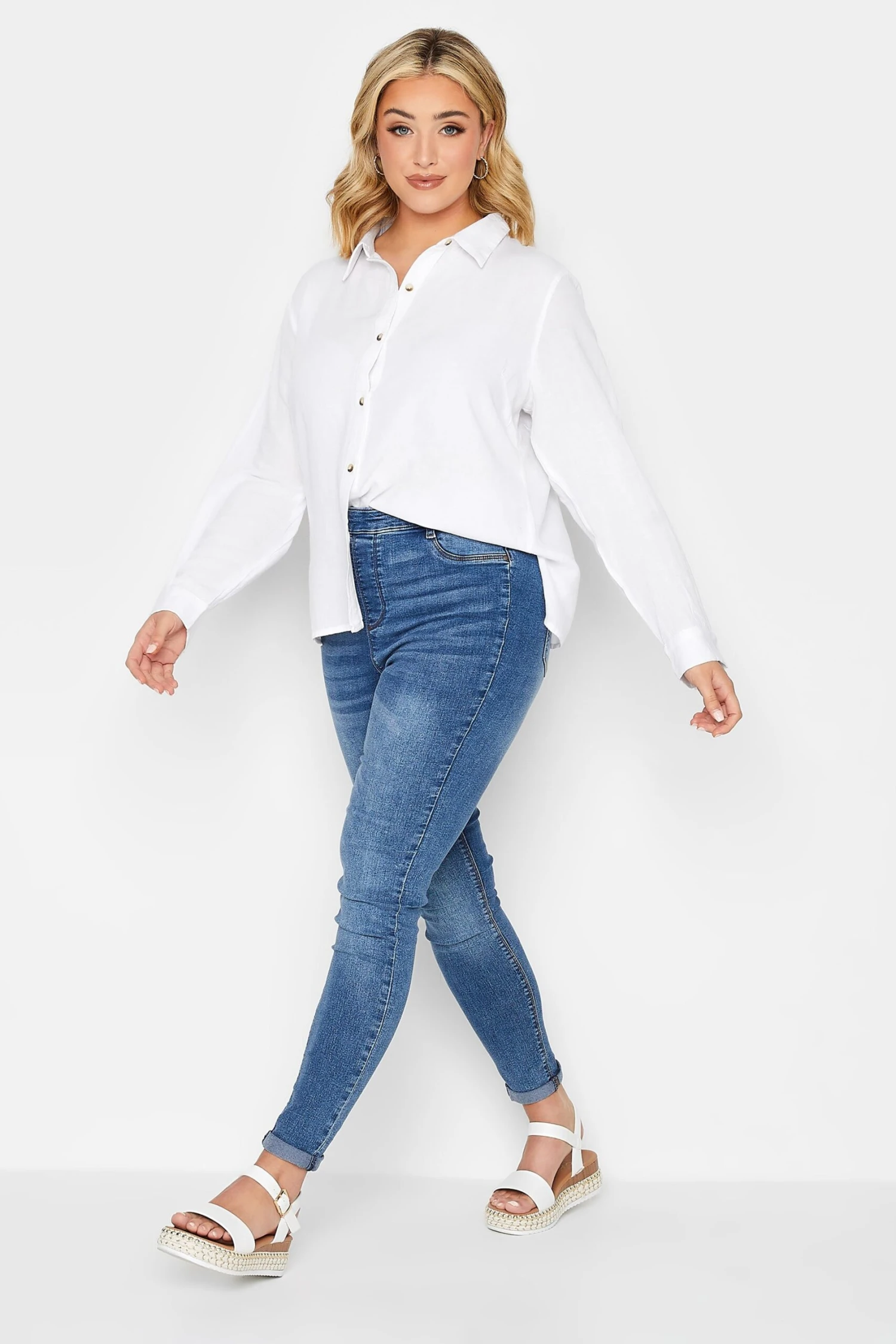 YOURS PETITE Curve White Linen Blend Shirt 1 YOURS PETITE Curve White Linen Blend Shirt