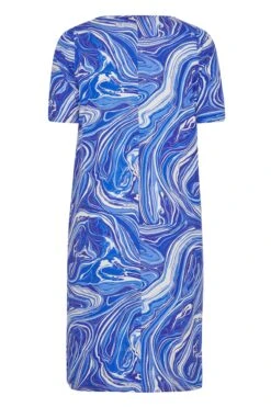 YOURS Curve Blue Marble Print Cut Out T-Shirt Dress -Saga Dresses Shop 226747d4 4e3d 49 137209 Y