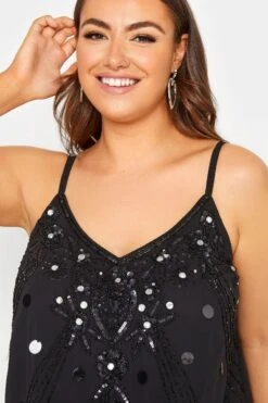 LUXE Curve Black Hand Embellished Cami Top -Saga Dresses Shop 22a06aab 69d6 40 157943 D