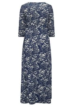 YOURS Curve Navy Blue Floral Print Maxi Dress -Saga Dresses Shop 2356bb11 c681 4d 301892 Y