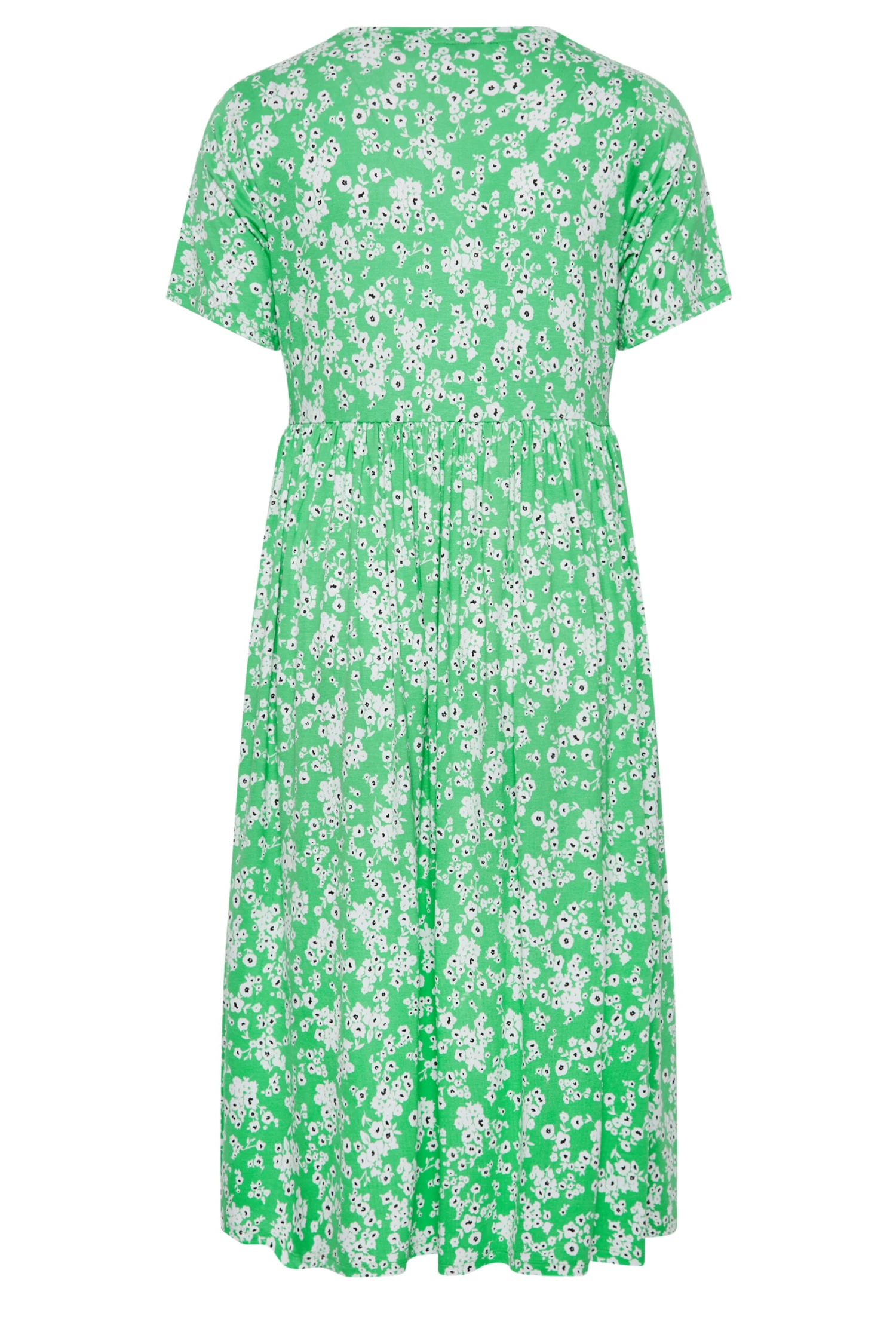 YOURS Curve Bright Green Ditsy Floral Smock Dress 7 YOURS Curve Bright Green Ditsy Floral Smock Dress - Image 7