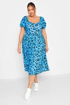 LIMITED COLLECTION Curve Blue Leopard Print Midaxi Dress