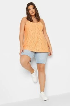 LIMITED COLLECTION Curve Orange Broderie Anglaise Cami Vest Top