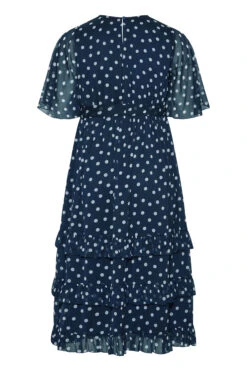 YOURS LONDON Curve Navy Blue Polka Dot Ruffle Maxi Dress -Saga Dresses Shop 24c617d2 1ddf 49 161144 BK