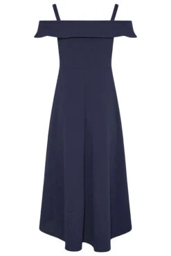 YOURS LONDON Curve Navy Blue Bardot High Low Midi Dress -Saga Dresses Shop 251b1065 9e9d 4d 162087 Y