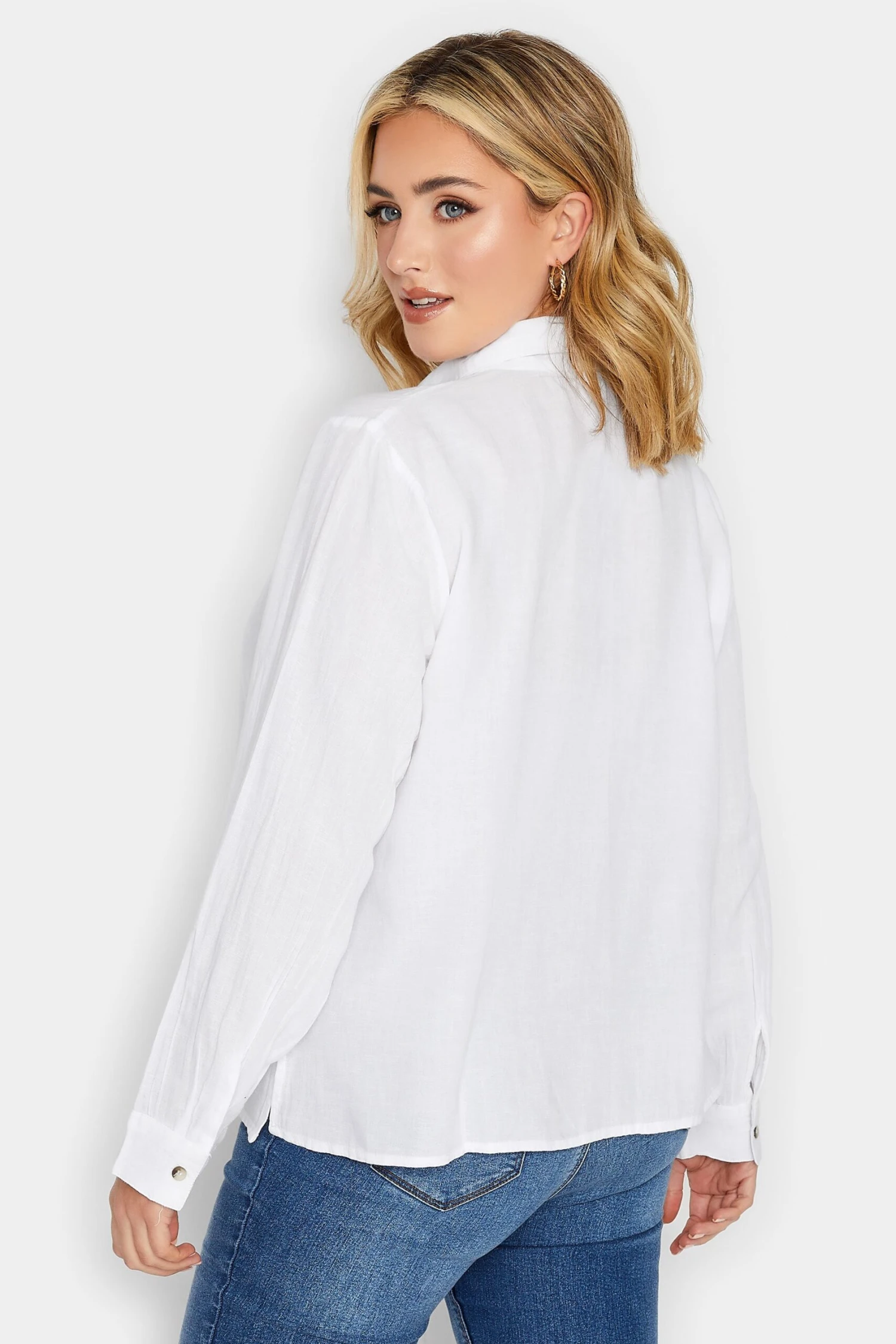 YOURS PETITE Curve White Linen Blend Shirt 2 YOURS PETITE Curve White Linen Blend Shirt - Image 2